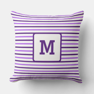 Cute Paarse Stripes Custom Single Initiaal White d Kussen