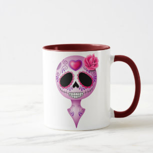 Cute Paarse Sugar Skull Mok