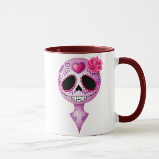 Cute Paarse Sugar Skull Mok (Rechts)