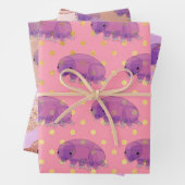 Cute paarse tardigrade o.b.a. zwemwater beer inpakpapier vel (In situ)