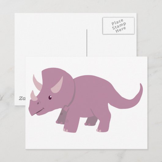 Cute Paarse Triceratops (baby Torosaurus) Briefkaart (Voorkant / Achterkant)