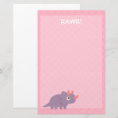 Cute Paarse triceratops dinosaur Stationery Briefpapier (Voorkant / Achterkant)