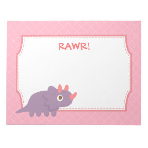 Cute Paarse triceratops dinosaur voor kinderen Notitieblok