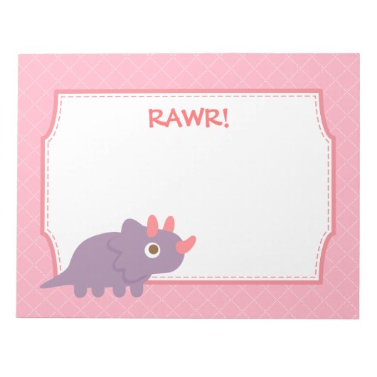 Cute Paarse triceratops dinosaur voor kinderen Notitieblok (Voorkant)