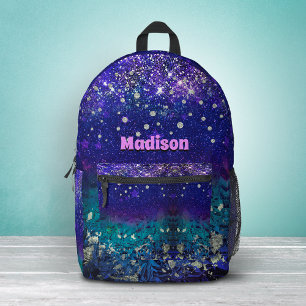 Cute paarse turkooise ombre glitter monogram bedrukte rugzak