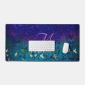 Cute paarse turkooise ombre glitter monogram bureaumat (Keyboard & Muis)