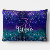 Cute paarse turkooise ombre glitter monogram etui (Voorkant)