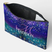 Cute paarse turkooise ombre glitter monogram etui (Open)