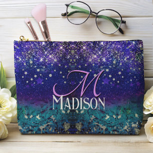 Cute paarse turkooise ombre glitter monogram etui