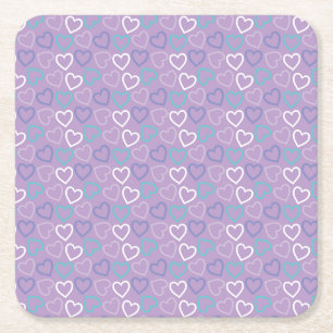 Cute Paarse & Turquoise Pastel Hartjes Onderzetter