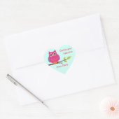 Cute paarse uil klaslokalen valentijn gepersonalis hart sticker (Envelop)
