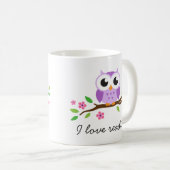 Cute paarse uil op de bloemetjesbranche waar ik va koffiemok (Voorkant rechts)