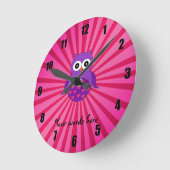 Cute paarse uil ronde klok (Hoek)
