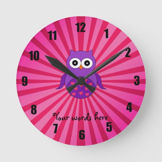 Cute paarse uil ronde klok (Voorkant)