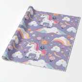 Cute Paarse Unicorn Cadeaupapier (Uitgerold)