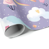 Cute Paarse Unicorn Cadeaupapier (Rol Hoek)
