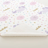 Cute Paarse Unicorn Girl's Personalized Sherpa Deken (3/4)