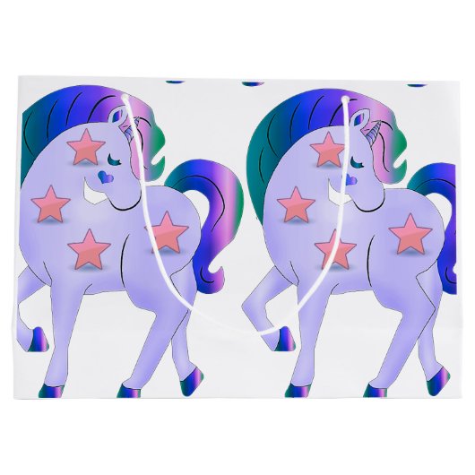 Cute Paarse Unicorns Groot Cadeauzakje (Achterkant)