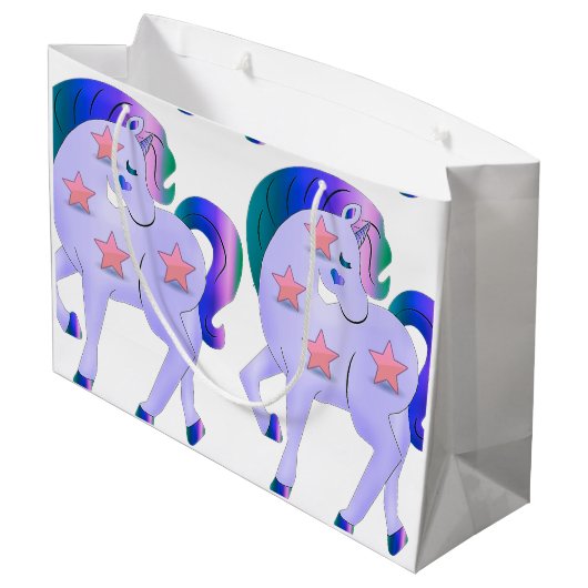 Cute Paarse Unicorns Groot Cadeauzakje (Achterkant Gekanteld)