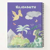 Cute Paarse Waterverf Dinosaur Notitieboek (Achterkant)