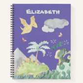 Cute Paarse Waterverf Dinosaur Notitieboek (Voorkant)