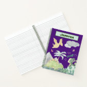 Cute Paarse Waterverf Dinosaur Notitieboek (Binnen)