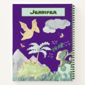 Cute Paarse Waterverf Dinosaur Notitieboek (Achterkant)