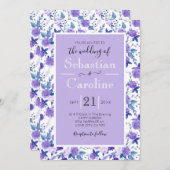 Cute Paarse Waterverf Flowers Weddenschap (Voorkant / Achterkant)