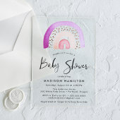 Cute Paarse Waterverf Rainbow Baby shower Acryl Uitnodigingen
