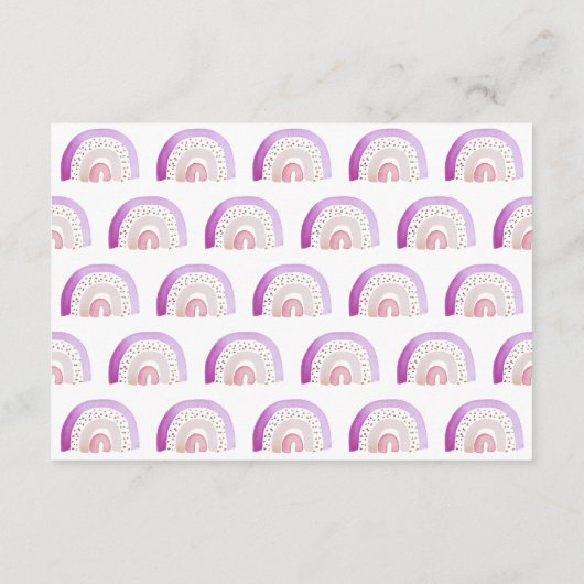 Cute Paarse Waterverf Rainbow Baby shower Advieskaart (Achterkant)