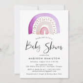 Cute Paarse Waterverf Rainbow Baby shower Kaart (Voorkant)