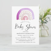 Cute Paarse Waterverf Rainbow Baby shower Kaart (Staand voorkant)