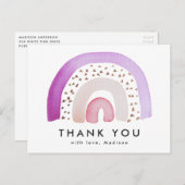 Cute Paarse Waterverf Rainbow Dank u Briefkaart (Voorkant / Achterkant)
