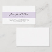 Cute Paarse White Simple Moderne Plain Visitekaartje (Voorkant / Achterkant)