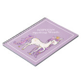 Cute Paarse White Unicorn Tiara School Betreft Notitieboek (Linkerzijde)