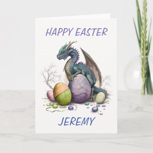 Cute Paas Waterverf Draak Met Eieren Kaart (Voorkant)