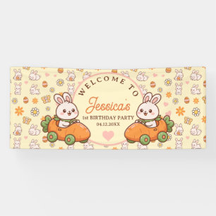 Cute Paashaas 1e Verjaardagsfeest Welkom Spandoek