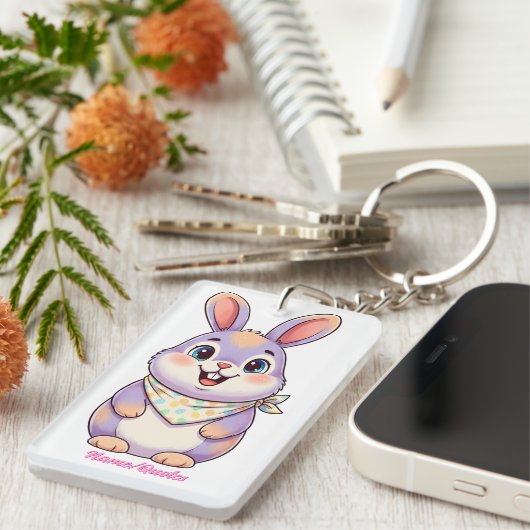 Cute Paashaas Cartoon Sleutelhanger (Voorkant Rechts)
