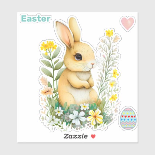 Cute Paashaas en Pasen Ei Sticker (Vel)