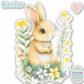 Cute Paashaas en Pasen Ei Sticker (Voorkant)