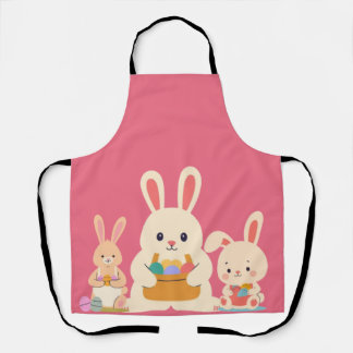 Cute Paashaas Illustratie Pastel Kleuters Lente Schort