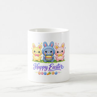 Cute Paashaas Kawaii Cartoon Lente Illustratie Koffiemok
