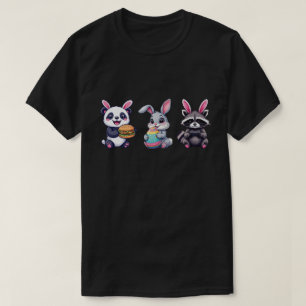 Cute Paashaas, Panda & Wasbeer Cartoon Ontwerp T-shirt