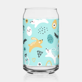 Cute Paashaas Patroon Kawaii Konijnen Eieren Blikvorm Glas