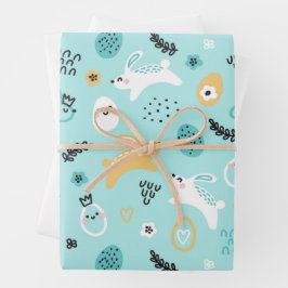 Cute Paashaas Patroon Kawaii Konijnen Eieren Inpakpapier Vel