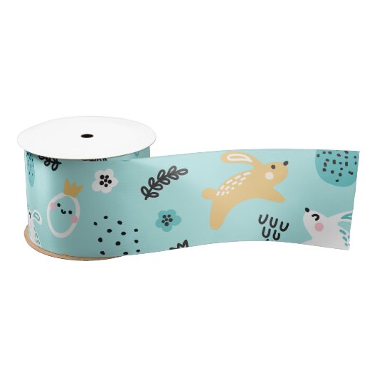 Cute Paashaas Patroon Kawaii Konijnen Eieren Satijnen Lint (Spoel)
