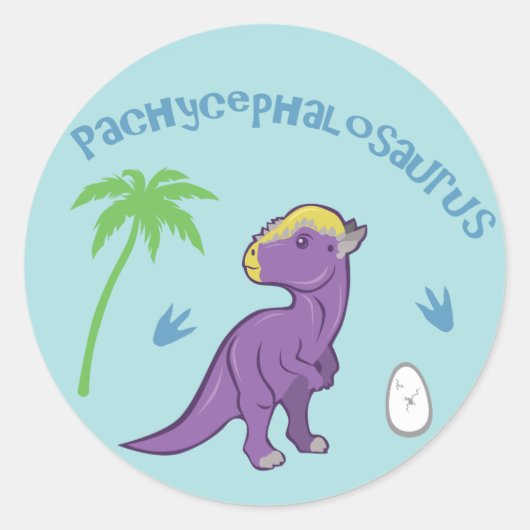 Cute Pachycephalosaurus Ronde Sticker (Voorkant)