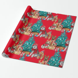 Cute pack van diverse Dogs Cristmas-boom Cadeaupapier