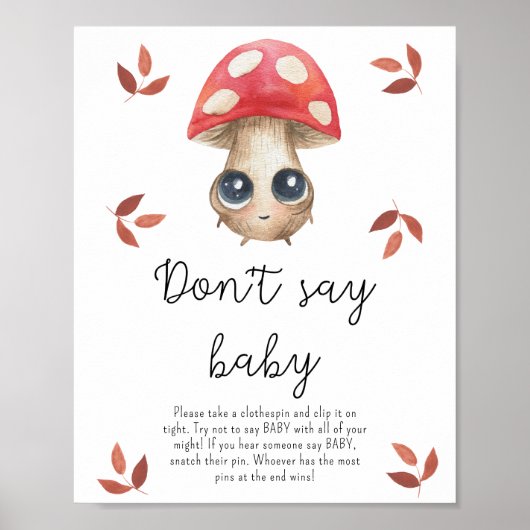 Cute paddenstoel - Geen baby poster (Voorkant)