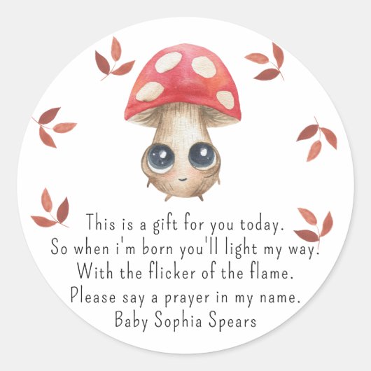 Cute paddenstoel - sticker voor gebedskaars (Voorkant)